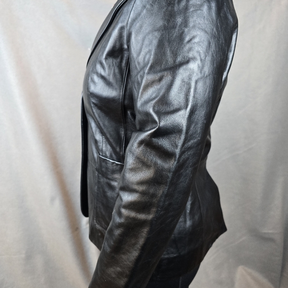 Gap leather black jacket woman's size 8  Great Qulity Leather - Picture 3 of 5